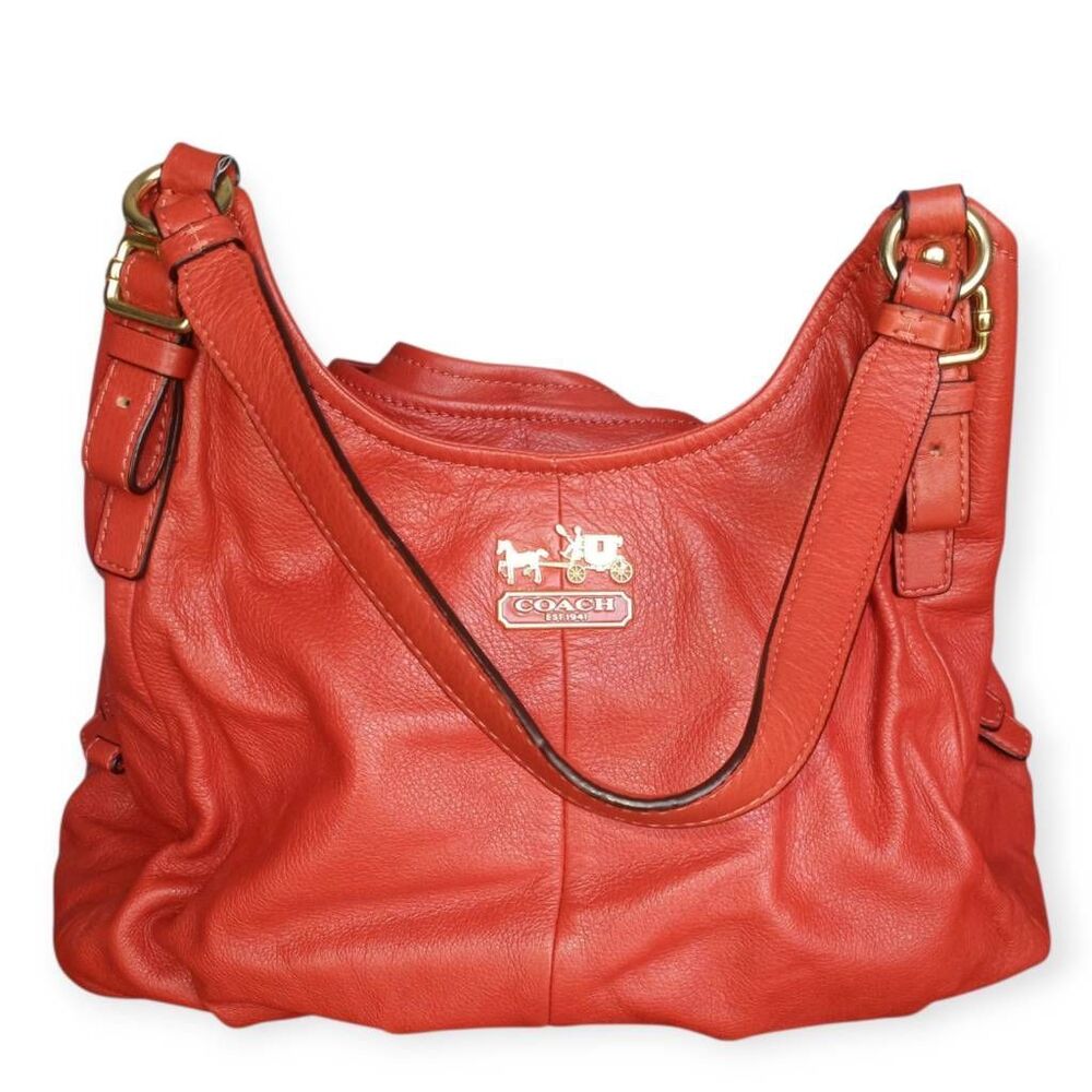 COACH VINTAGE PERSIMMON MADISON MAGGIE HOBO SHOULDER BAG & DUST BAG  EUC - Picture 3 of 12